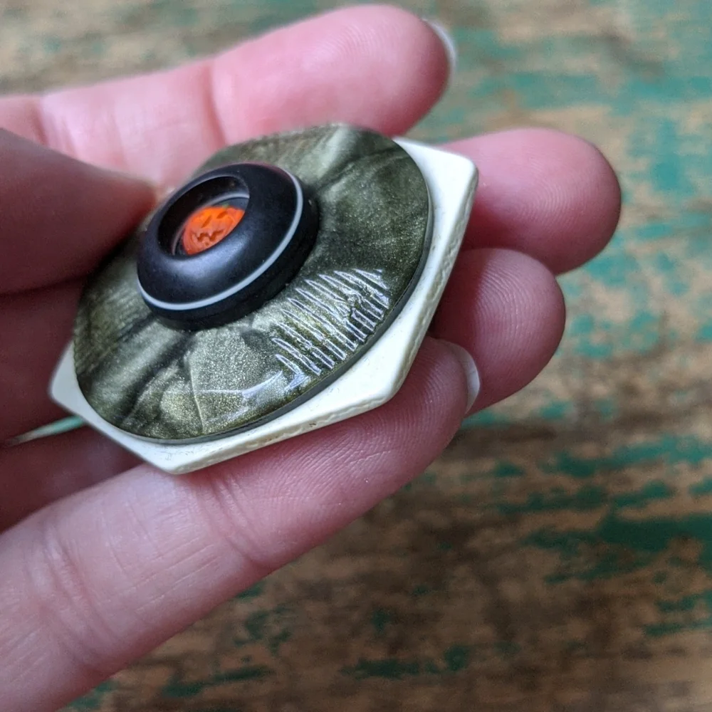 🎃 Handmade Upcycled Vintage Button & Buckle Halloween Fall Autumn Brooch Pin